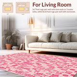 Ultra Soft Area Rug, Non Slip, Stain Resistant, Washable Area Rugs for Living Room, Bedroom, Vibrant Furry Kids' Playful Design(Pink)