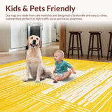 Ultra Soft Area Rug, Non Slip, Stain Resistant, Washable Area Rugs for Living Room, Bedroom, Contemporary Soft Beige Contrast(Yellow)