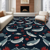 Ultra Soft Area Rug, Non Slip, Stain Resistant, Washable Area Rugs for Living Room, Bedroom, Rustic Handcrafted Marine Emblem(Blue)