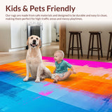 Ultra Soft Area Rug, Non Slip, Stain Resistant, Washable Area Rugs for Living Room, Bedroom, Dynamic Colorful Expressionist Design(Blue)