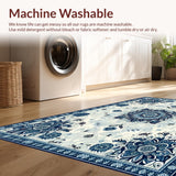 Ultra Soft Area Rug, Non Slip, Stain Resistant, Washable Area Rugs for Living Room, Bedroom, Bold Geometric Mandala Aesthetic(White)