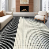 Ultra Soft Area Rug, Non Slip, Stain Resistant, Washable Area Rugs for Living Room, Bedroom, Modern Abstract Black & White Rug:  Woven Design(Black)