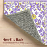 Ultra Soft Area Rug, Non Slip, Stain Resistant, Washable Area Rugs for Living Room, Bedroom, Whimsical Lavender Blooming Style(Purple)