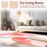 Ultra Soft Area Rug, Non Slip, Stain Resistant, Washable Area Rugs for Living Room, Bedroom, Blush Pink & Beige Area Geometric Dreamscape(Pink)