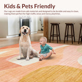 Ultra Soft Area Rug, Non Slip, Stain Resistant, Washable Area Rugs for Living Room, Bedroom, Boho Chic Rug Playful Wave Motif Pastel Peachy Hues with Retro Dot Elements(Orange)