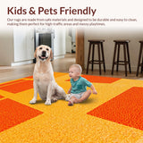 Ultra Soft Area Rug, Non Slip, Stain Resistant, Washable Area Rugs for Living Room, Bedroom, Mid Century Modern Vibrant Meditation Space Rug(Orange)