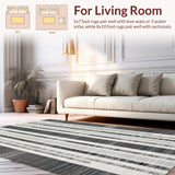 Ultra Soft Area Rug, Non Slip, Stain Resistant, Washable Area Rugs for Living Room, Bedroom, Linear Contrast Striped Carpet Runner with Alternating Bold and Narrow Bands(Gray)