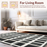 Ultra Soft Area Rug, Non Slip, Stain Resistant, Washable Area Rugs for Living Room, Bedroom, Linear Rhythm: Woven Stripe Accent Rug, Graphic Decor(Gray)