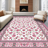 Ultra Soft Area Rug, Non Slip, Stain Resistant, Washable Area Rugs for Living Room, Bedroom, Serene Cottage Garden Look(White)