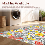 Ultra Soft Area Rug, Non Slip, Stain Resistant, Washable Area Rugs for Living Room, Bedroom, Bright Floral Eclectic Vibes(Gray)