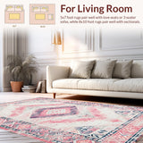 Ultra Soft Area Rug, Non Slip, Stain Resistant, Washable Area Rugs for Living Room, Bedroom, Delicate Blush Tiled Arrangement(Pink)
