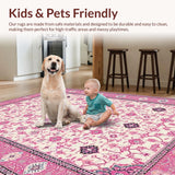 Ultra Soft Area Rug, Non Slip, Stain Resistant, Washable Area Rugs for Living Room, Bedroom, Vibrant Pastel Arch Motif(Beige)
