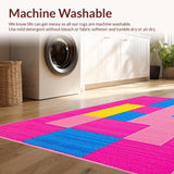 Ultra Soft Area Rug, Non Slip, Stain Resistant, Washable Area Rugs for Living Room, Bedroom, Whimsical Pink Geometric Play Surface(Pink)