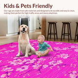 Ultra Soft Area Rug, Non Slip, Stain Resistant, Washable Area Rugs for Living Room, Bedroom, Lively Cheerful Garden Theme(Pink)