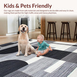 Ultra Soft Area Rug, Non Slip, Stain Resistant, Washable Area Rugs for Living Room, Bedroom, Contemporary Minimalist Linear Design(Gray)