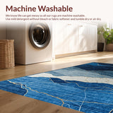 Ultra Soft Area Rug, Non Slip, Stain Resistant, Washable Area Rugs for Living Room, Bedroom, Art Deco Inspired Abstract Marble(Blue)