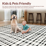 Ultra Soft Area Rug, Non Slip, Stain Resistant, Washable Area Rugs for Living Room, Bedroom, Graphic Striped Corridor Rug with Crisp Black and White Parallel Lines(Black)