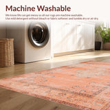 Ultra Soft Area Rug, Non Slip, Stain Resistant, Washable Area Rugs for Living Room, Bedroom, Classic Mediterranean Textured Appeal(Orange)
