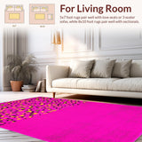 Ultra Soft Area Rug, Non Slip, Stain Resistant, Washable Area Rugs for Living Room, Bedroom, Charming Colorful Jungle Theme(Pink)
