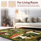 Ultra Soft Area Rug, Non Slip, Stain Resistant, Washable Area Rugs for Living Room, Bedroom, Vibrant Earthy Mushroom Aesthetic(Green)
