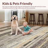 Ultra Soft Area Rug, Non Slip, Stain Resistant, Washable Area Rugs for Living Room, Bedroom, Sleek Neutral Hued Stripe Arrangement(Gray)