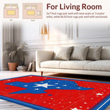 Ultra Soft Area Rug, Non Slip, Stain Resistant, Washable Area Rugs for Living Room, Bedroom, Rustic Multi-Colored State Outline(Red)