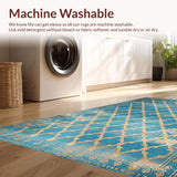 Ultra Soft Area Rug, Non Slip, Stain Resistant, Washable Area Rugs for Living Room, Bedroom, Rustic Spice Tiled Arrangement(Blue)