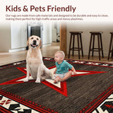 Ultra Soft Area Rug, Non Slip, Stain Resistant, Washable Area Rugs for Living Room, Bedroom, Rustic Earthy Star Motif(Black)