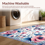Ultra Soft Area Rug, Non Slip, Stain Resistant, Washable Area Rugs for Living Room, Bedroom, Serene Colorful Nature Design(Pink)