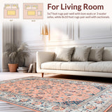 Ultra Soft Area Rug, Non Slip, Stain Resistant, Washable Area Rugs for Living Room, Bedroom, Transitional Striped Peach Aesthetic(Pink)