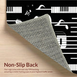Ultra Soft Area Rug, Non Slip, Stain Resistant, Washable Area Rugs for Living Room, Bedroom, Acoustic Guitar and Piano Keys Area Rug for Music Lovers(Black)