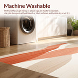 Ultra Soft Area Rug, Non Slip, Stain Resistant, Washable Area Rugs for Living Room, Bedroom, Beige Terracotta Wave(Orange)