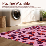 Ultra Soft Area Rug, Non Slip, Stain Resistant, Washable Area Rugs for Living Room, Bedroom, Vintage Cheetah Pattern Living Room Accent Carpet(Pink)