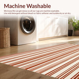 Ultra Soft Area Rug, Non Slip, Stain Resistant, Washable Area Rugs for Living Room, Bedroom, Durable Farmhouse Style with Bold Terracotta and Beige Linear(Brown)