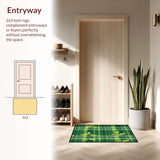 Ultra Soft Area Rug, Non Slip, Stain Resistant, Washable Area Rugs for Living Room, Bedroom, Whimsical Buffalo Check Arrangement(Green)