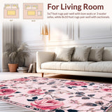 Ultra Soft Area Rug, Non Slip, Stain Resistant, Washable Area Rugs for Living Room, Bedroom, Trendy Pink Blossom Decorative Mat(Pink)