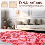 Ultra Soft Area Rug, Non Slip, Stain Resistant, Washable Area Rugs for Living Room, Bedroom, Sophisticated Tropical Garden Feel(Pink)