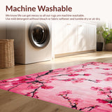 Ultra Soft Area Rug, Non Slip, Stain Resistant, Washable Area Rugs for Living Room, Bedroom, Graceful Cherry Petal Motif(Pink)