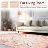 Ultra Soft Area Rug, Non Slip, Stain Resistant, Washable Area Rugs for Living Room, Bedroom, Elegant Creamy Geometric Touch(Pink)