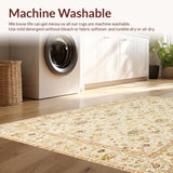 Ultra Soft Area Rug, Non Slip, Stain Resistant, Washable Area Rugs for Living Room, Bedroom, Elegant Vintage Botanical Arrangement(Beige)
