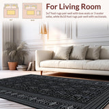 Ultra Soft Area Rug, Non Slip, Stain Resistant, Washable Area Rugs for Living Room, Bedroom, Rustic Minimalist Tiled Aesthetic(Black)
