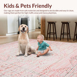 Ultra Soft Area Rug, Non Slip, Stain Resistant, Washable Area Rugs for Living Room, Bedroom, Soft Pink Grey Abstract Elegance(Pink)