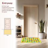 Ultra Soft Area Rug, Non Slip, Stain Resistant, Washable Area Rugs for Living Room, Bedroom, Lively Kaleidoscopic Educational Display(Yellow)