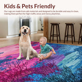 Ultra Soft Area Rug, Non Slip, Stain Resistant, Washable Area Rugs for Living Room, Bedroom, Unique Textured Rustic Design(Pink)