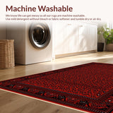 Ultra Soft Area Rug, Non Slip, Stain Resistant, Washable Area Rugs for Living Room, Bedroom, Vibrant Floral Medallion Embellishment(Red)