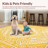 Ultra Soft Area Rug, Non Slip, Stain Resistant, Washable Area Rugs for Living Room, Bedroom, Radiant Yellow Geometric Style(Yellow)