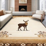 Ultra Soft Area Rug, Non Slip, Stain Resistant, Washable Area Rugs for Living Room, Bedroom, Chic Rustic Deer Imagery(Beige)