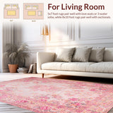 Ultra Soft Area Rug, Non Slip, Stain Resistant, Washable Area Rugs for Living Room, Bedroom, Romantic Vintage Rose Aesthetic(Pink)
