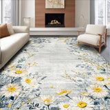 Ultra Soft Area Rug, Non Slip, Stain Resistant, Washable Area Rugs for Living Room, Bedroom, Modern Abstract Floral Art(Gray)