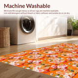 Ultra Soft Area Rug, Non Slip, Stain Resistant, Washable Area Rugs for Living Room, Bedroom, Dynamic Multicolor Geometric Style(Orange)